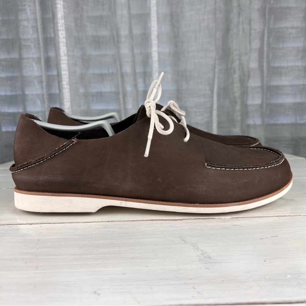 501baa OLukai HOLOKAI brown leather loafers boat shoes men's size 10